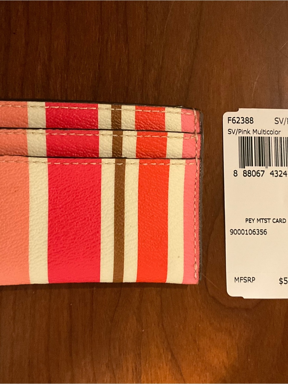 Coach Pink Multicolor Striped Card Holder
